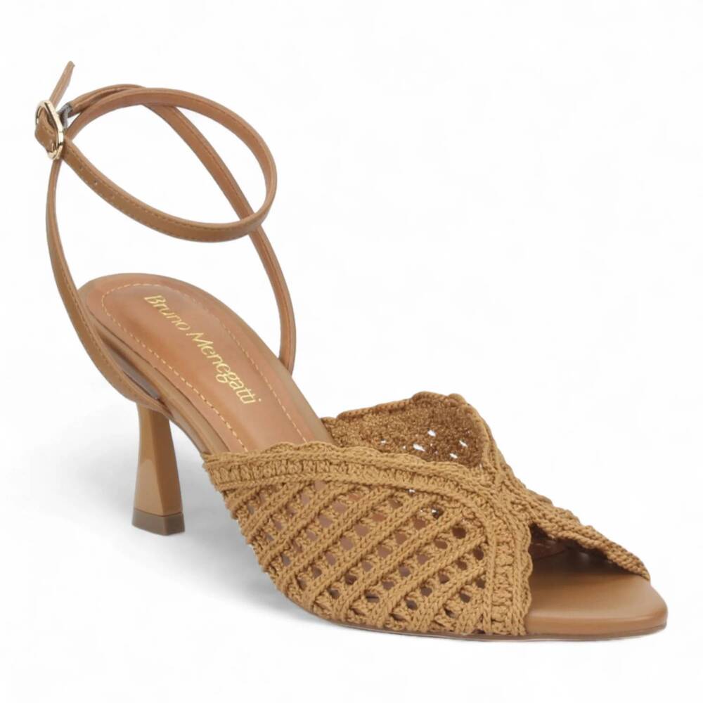 NEW BRUNO MENEGATTI women's ankle strap crochet sandal in mousse